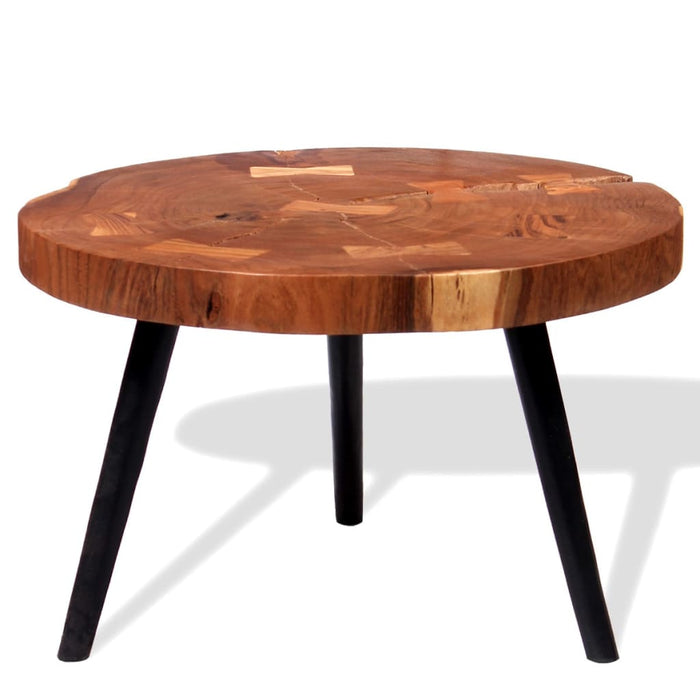 Tavolo da Caffé a Tronco Legno Massello di Acacia (55-60)x40 cm