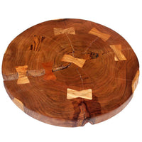 Tavolo da Caffé a Tronco Legno Massello di Acacia (55-60)x40 cm