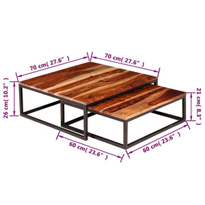 Set Tavolini ad Incastro 2 pz in Legno Massello di Sheesham cod mxl 25173