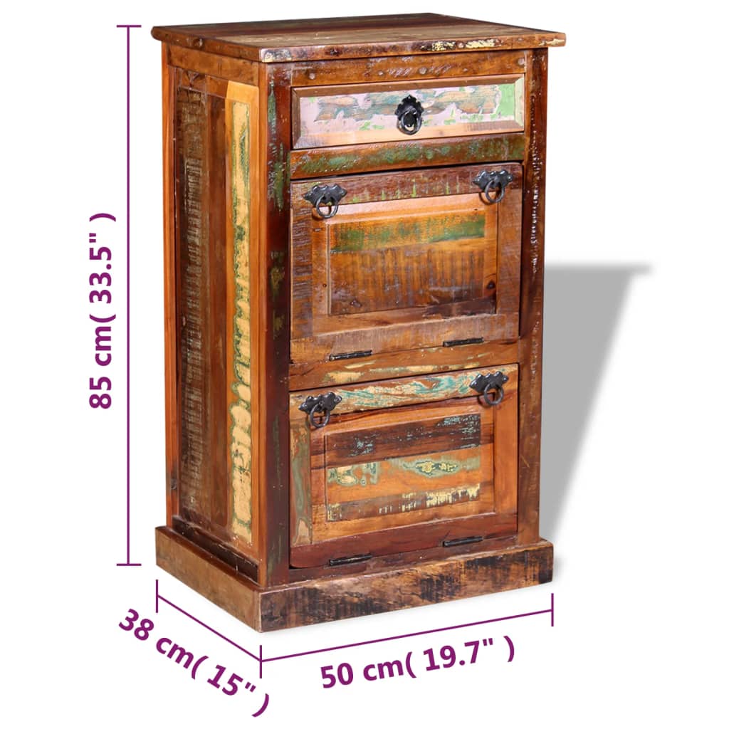 Scarpiera a 4 Livelli con Cassetto Legno Massello di Recupero cod mxl 43043