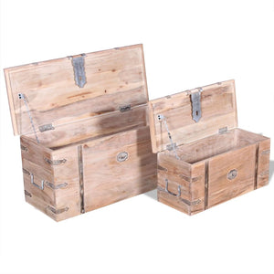 Set 2 Pezzi Cassapanca in Legno Massello di Acacia 244054