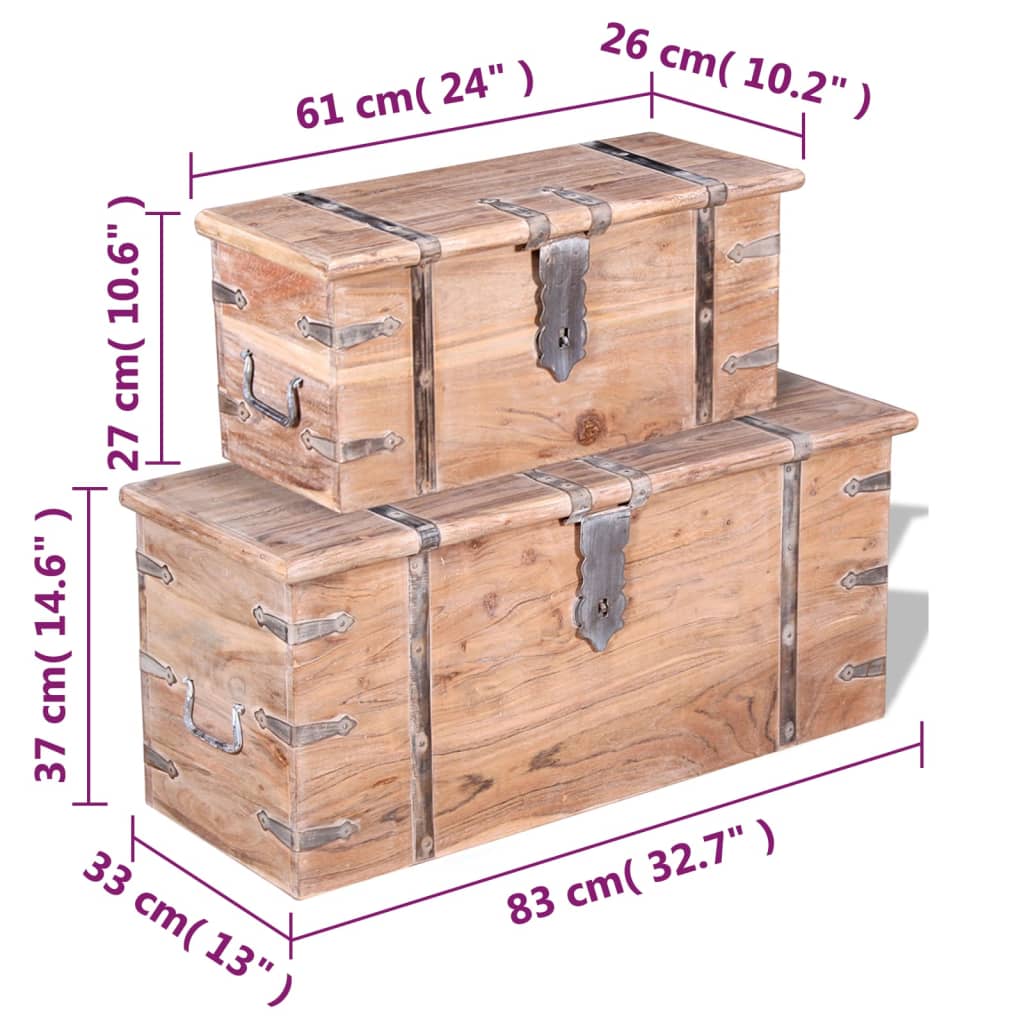 Set 2 Pezzi Cassapanca in Legno Massello di Acacia cod mxl 46121