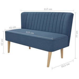 Divano in Stoffa 117x55,5x77 cm Blu 