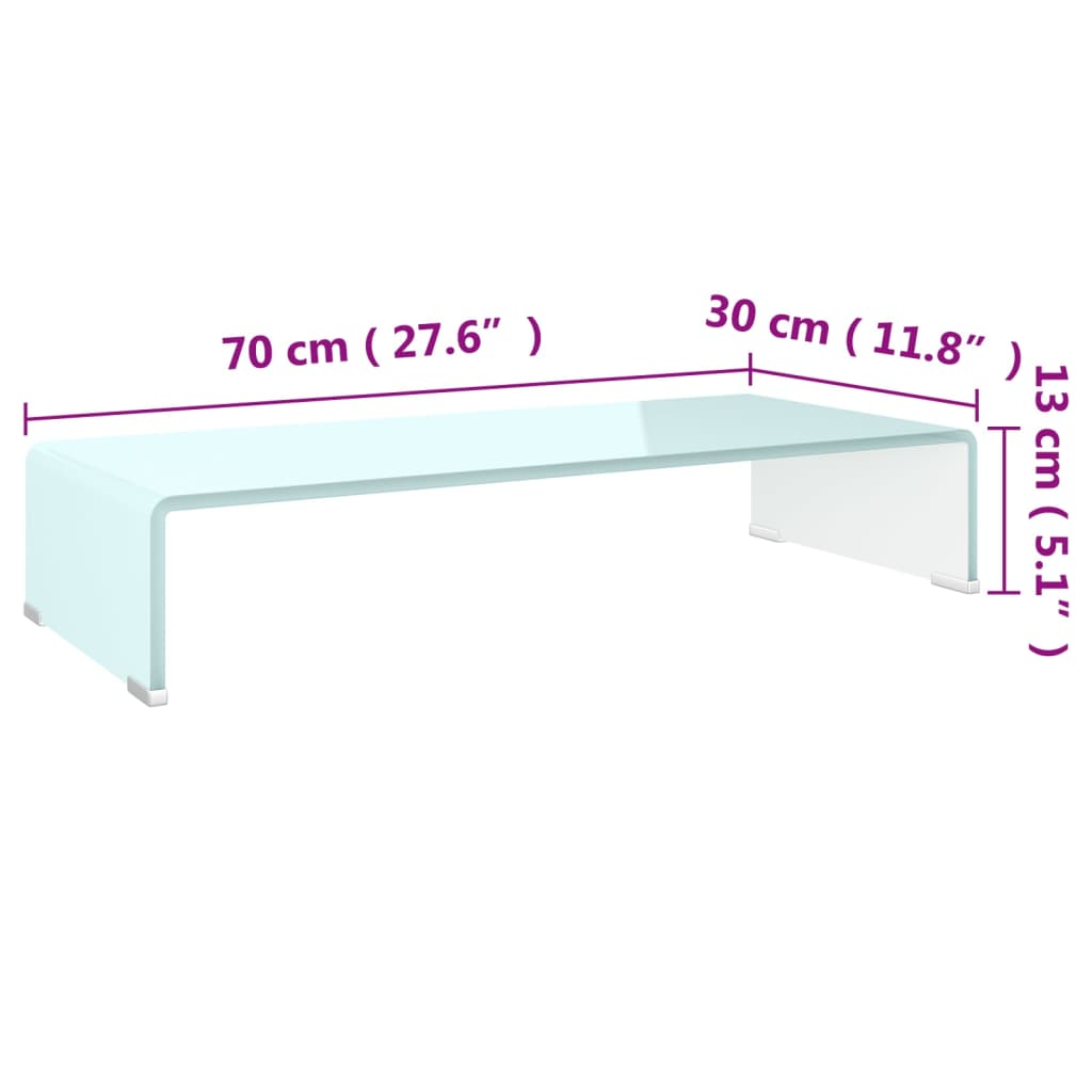 Mobile/Rialzo Porta TV in Vetro Bianco 70x30x13 cm cod mxl 23590