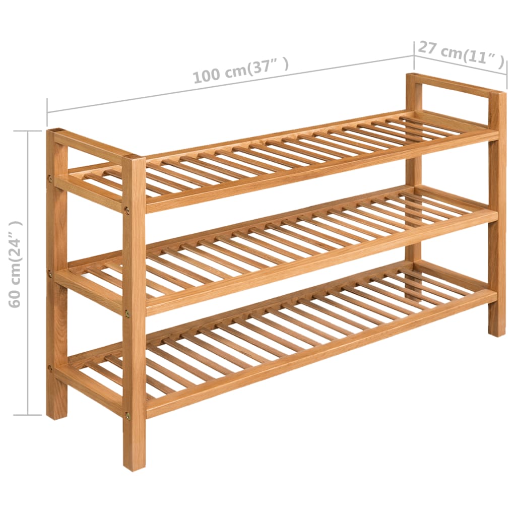 Scarpiera con 3 Ripiani 100x27x60 cm in Massello di Rovere cod mxl 40549