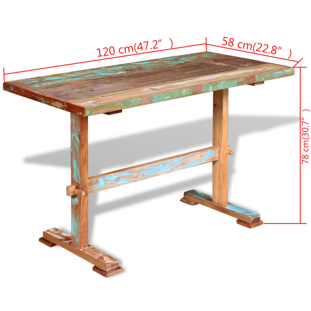 Tavolo Pranzo in Legno Massello Anticato 120x58x78 cm cod mxl 13548