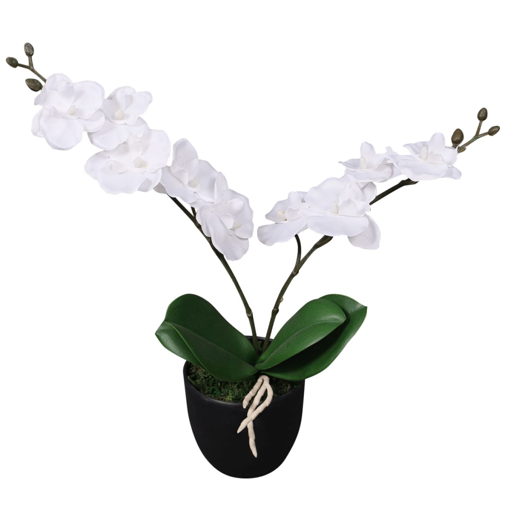 Orchidea Artificiale con Vaso 30 cm Bianca cod mxl 77501