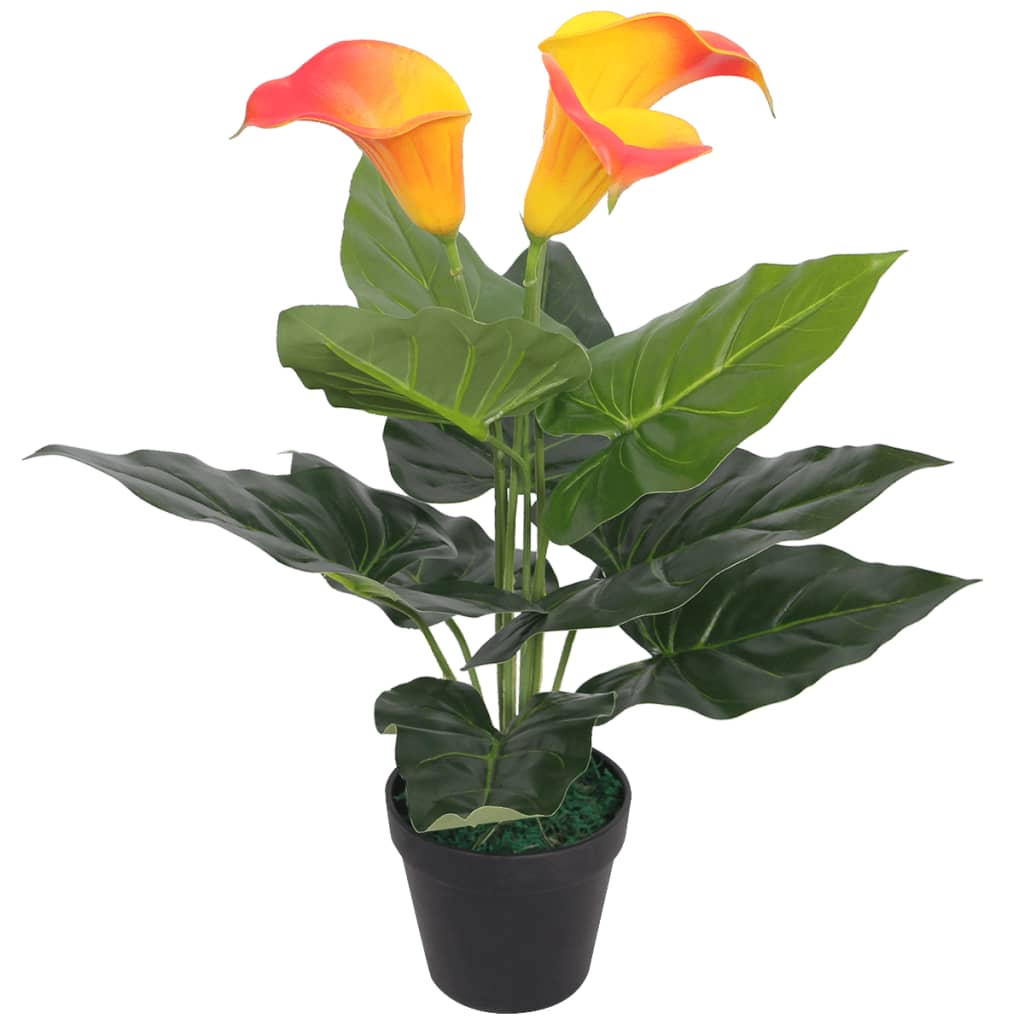 Calla Lily Artificiale con Vaso 45 cm Rosso e Giallo cod mxl 68934