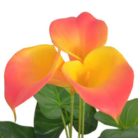 Calla Lily Artificiale con Vaso 45 cm Rosso e Giallo