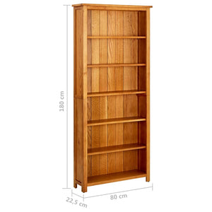 Libreria a 6 Ripiani 80x22,5x180 cm in Massello di Rovere 244470