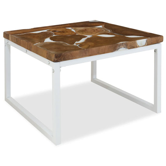 Tavolino da Caffè in Legno di Teak e Resina 60x60x40 cm cod mxl 16285