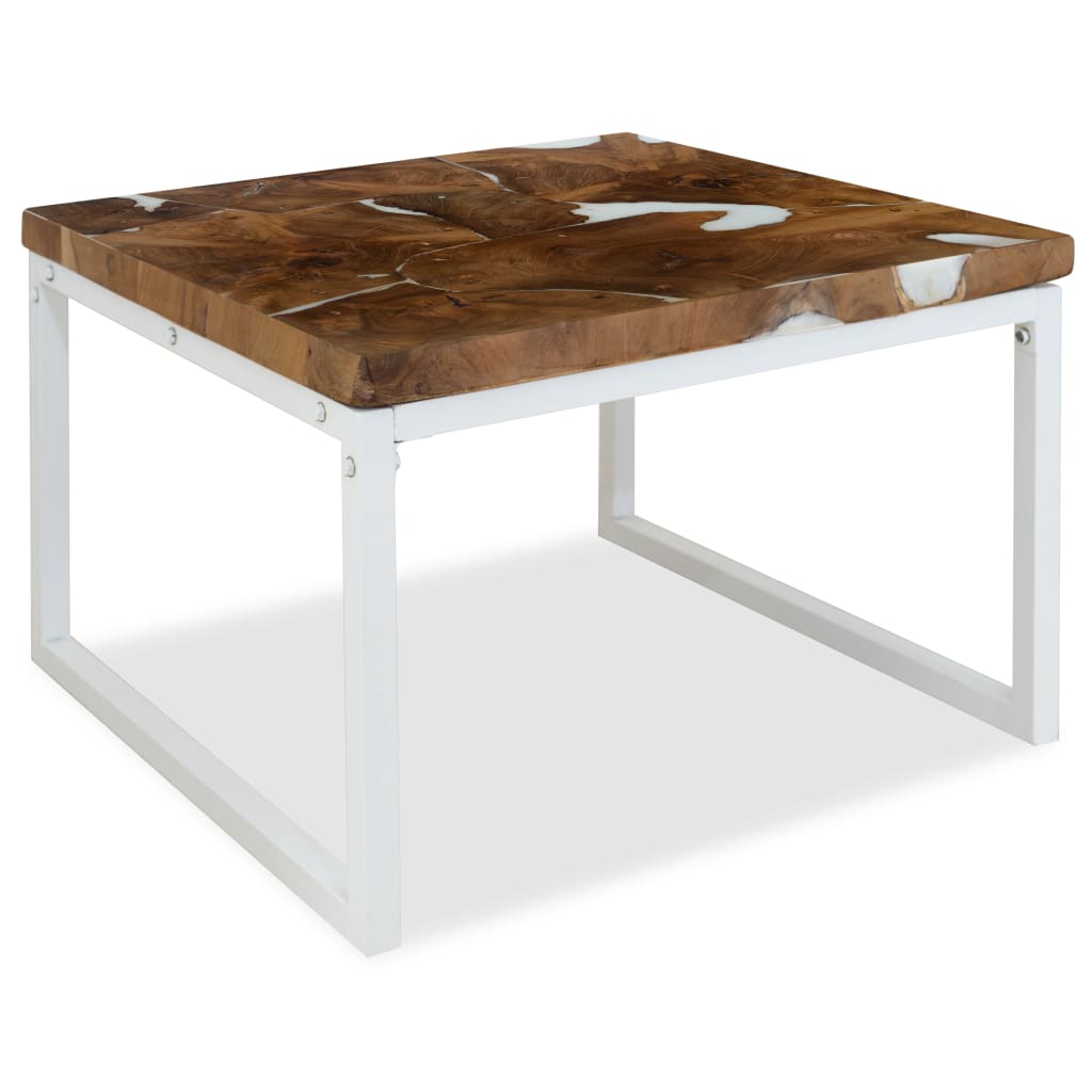 Tavolino da Caffè in Legno di Teak e Resina 60x60x40 cm cod mxl 16285