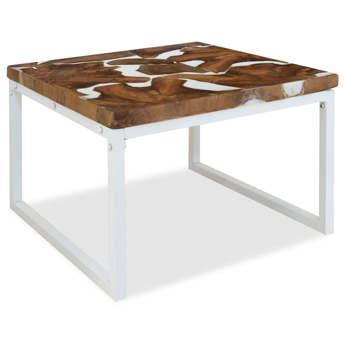 Tavolino da Caffè in Legno di Teak e Resina 60x60x40 cm cod mxl 16285