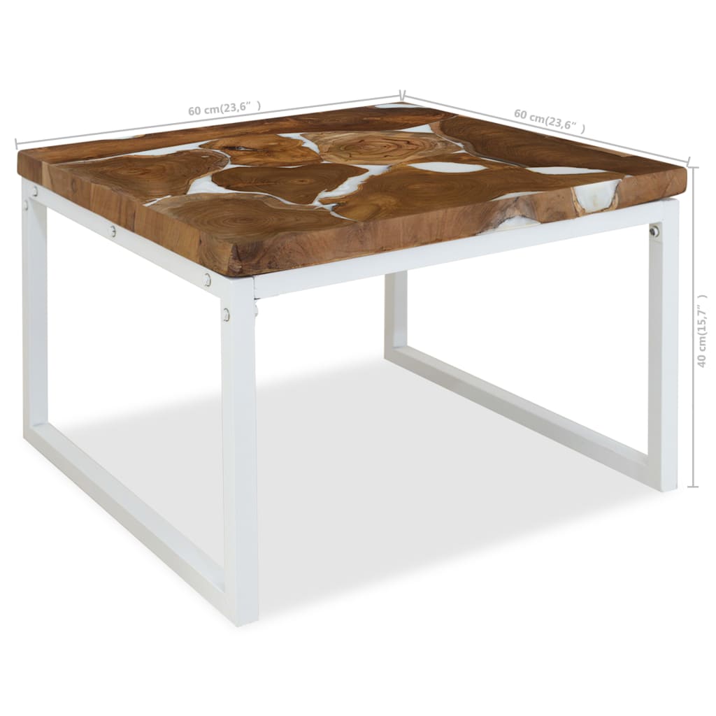 Tavolino da Caffè in Legno di Teak e Resina 60x60x40 cm cod mxl 16285