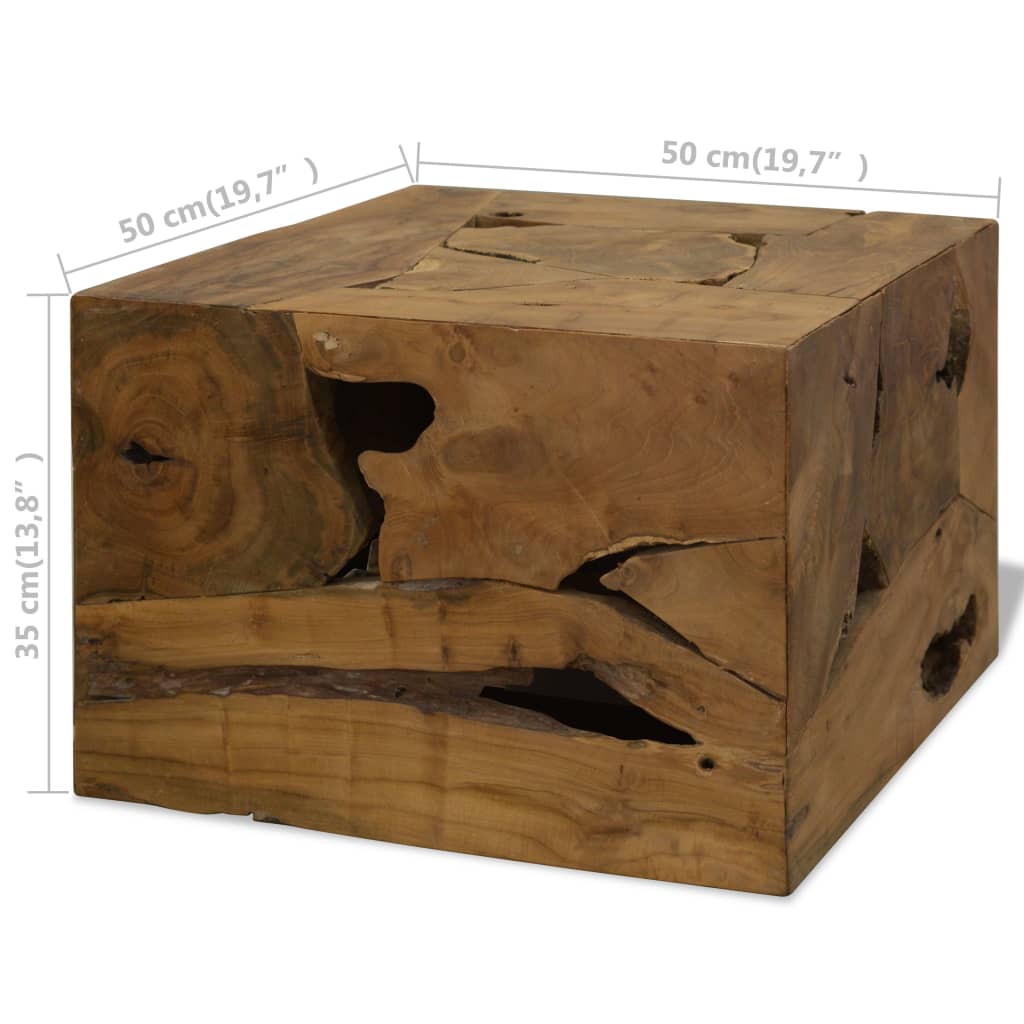 Tavolino da Caffè in Autentico Legno di Teak 50x50x35cm Marrone cod mxl 15593