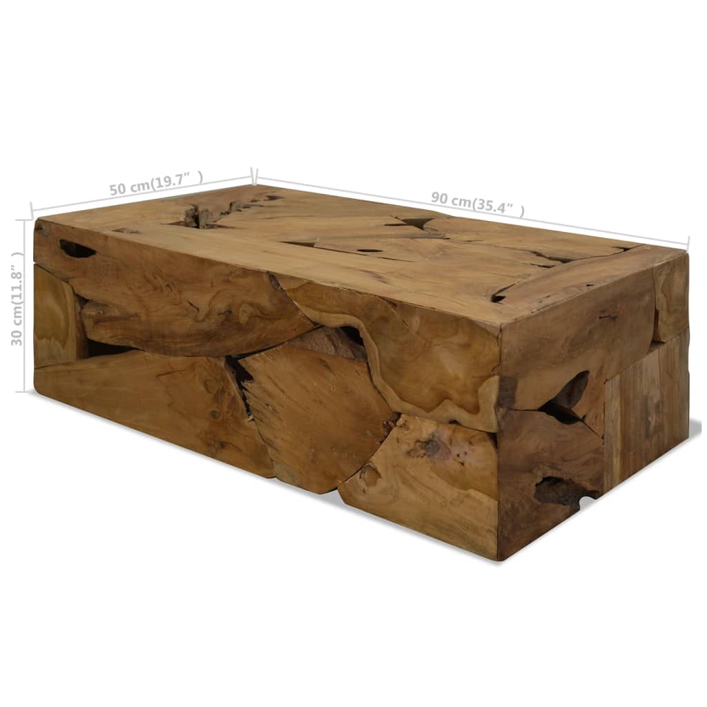 Tavolino da Caffè in Autentico Legno di Teak 90x50x30cm Marrone cod mxl 5706