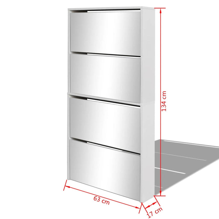 Scarpiera a 4 Strati a Specchio Bianca 63x17x134 cm cod mxl 49500