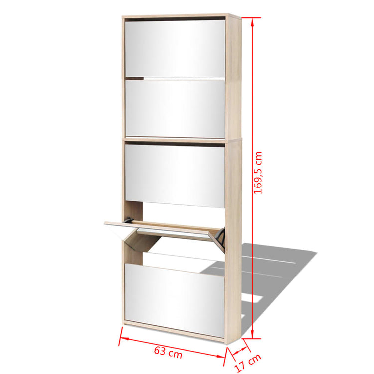 Scarpiera a 5 Strati con Specchio Rovere 63x17x169,5 cm 273937