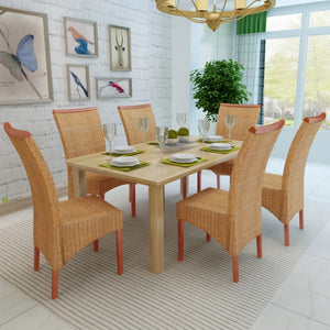 Sedie da Pranzo 6 pz Marroni in Rattan Naturale 274203