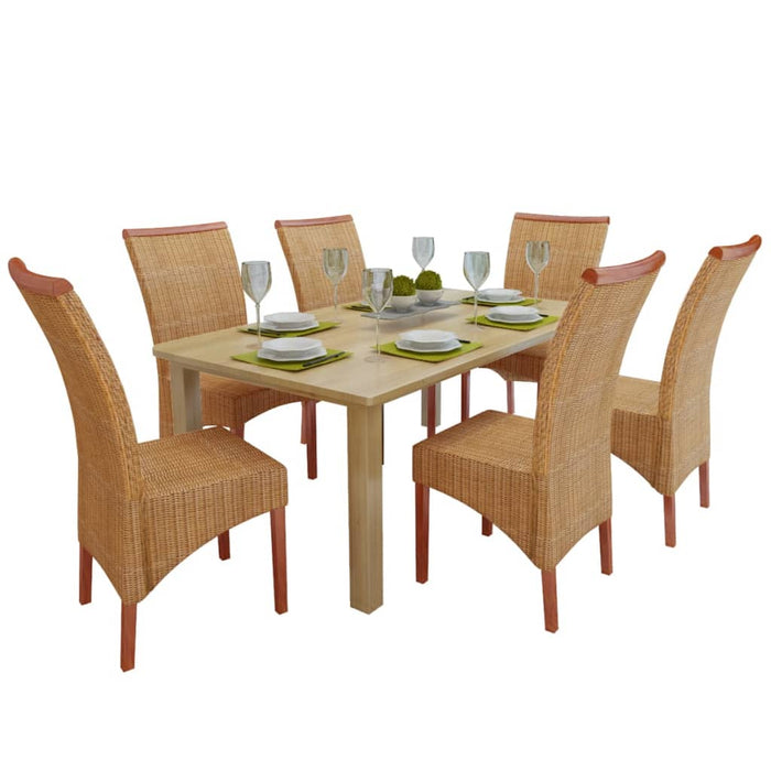 Sedie da Pranzo 6 pz Marroni in Rattan Naturale 274203