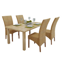 Sedie da Pranzo 4 pz Marroni in Rattan Naturale cod mxl 9627