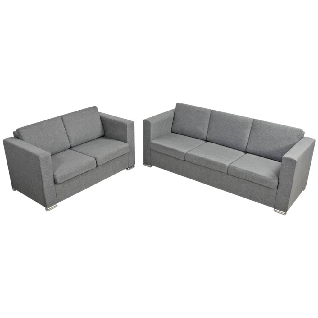 2 Pz Set di Divani in Stoffa Grigio Chiaro 274212