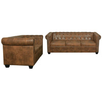 Set Divani Chesterfield a 2 Posti e a 3 Posti Marrone 274322