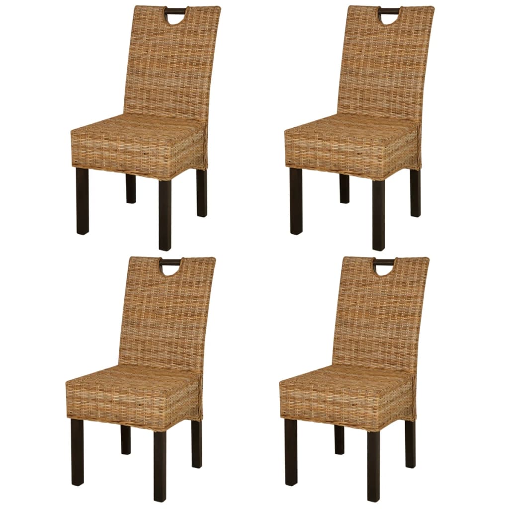 Sedie Sala da Pranzo 4 pz in Rattan Kubu e Legno di Mango cod mxl 31458