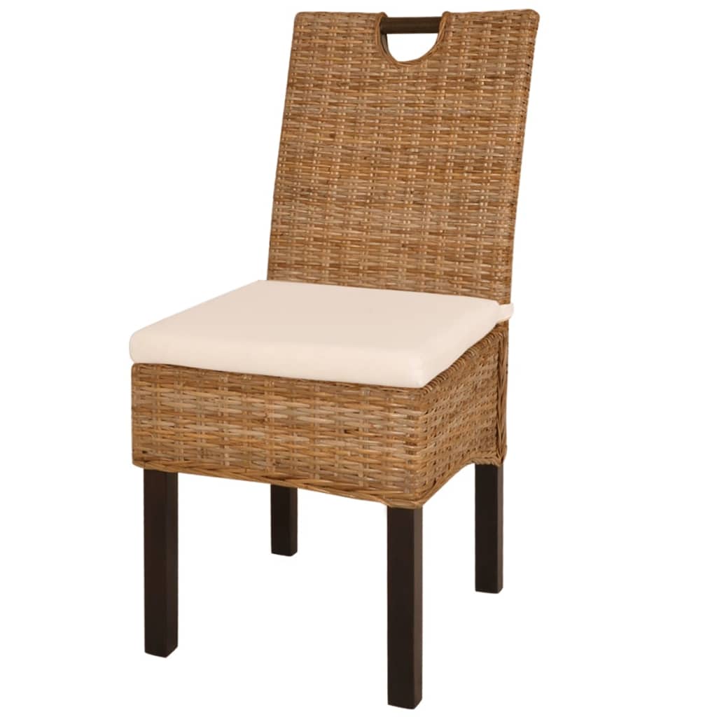 Sedie Sala da Pranzo 4 pz in Rattan Kubu e Legno di Mango 274362