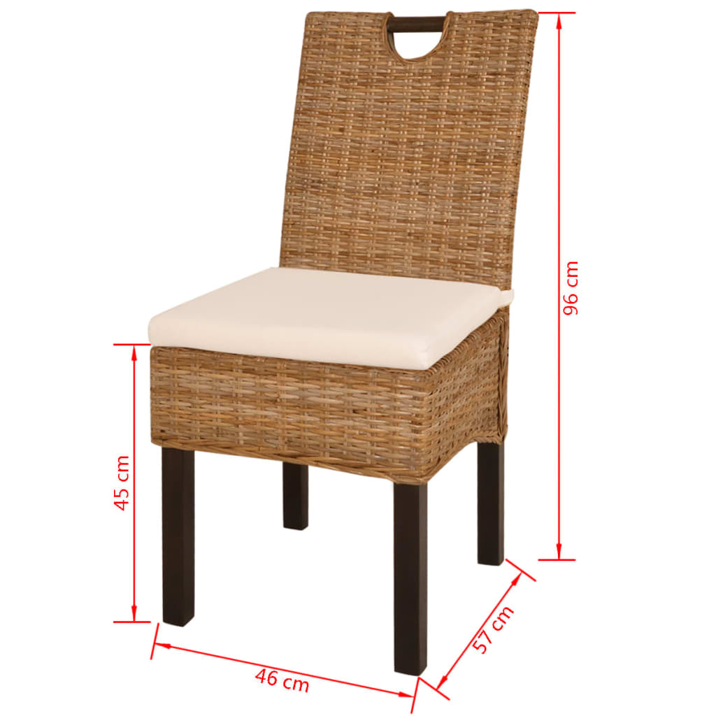 Sedie Sala da Pranzo 6 pz in Rattan Kubu e Legno di Mango cod mxl 23893