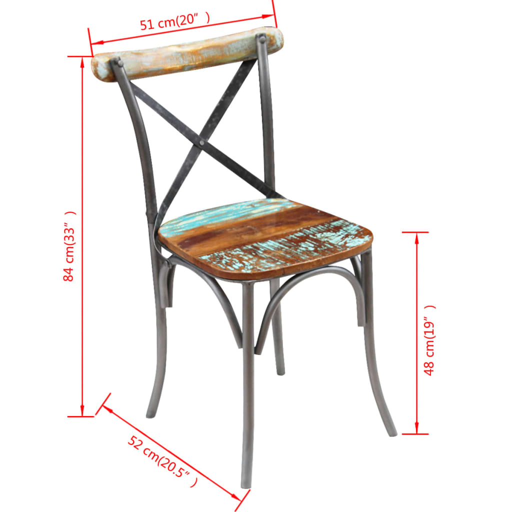 Sedie da Pranzo 4 pz in Legno Massello di Recupero 274395