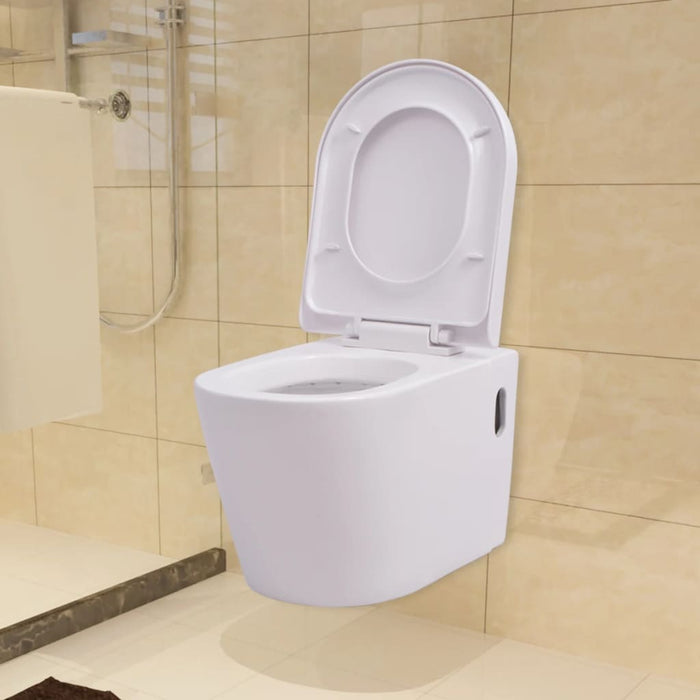 WC a Muro con Sciacquone Nascosto in Ceramica Bianco 274669