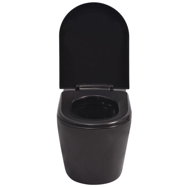 WC a Muro con Sciacquone Nascosto in Ceramica Nera 274670