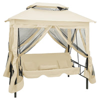 Gazebo Convertibile Panchina a Dondolo Bianco Crema cod mxl 49567