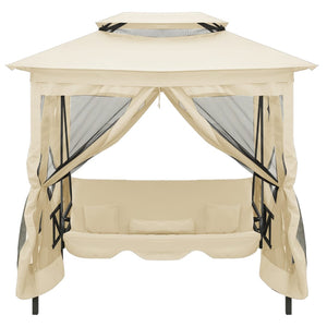 Gazebo Convertibile Panchina a Dondolo Bianco Crema cod mxl 49567