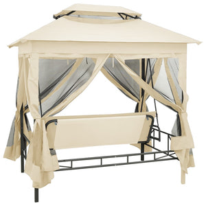 Gazebo Convertibile Panchina a Dondolo Bianco Crema cod mxl 49567