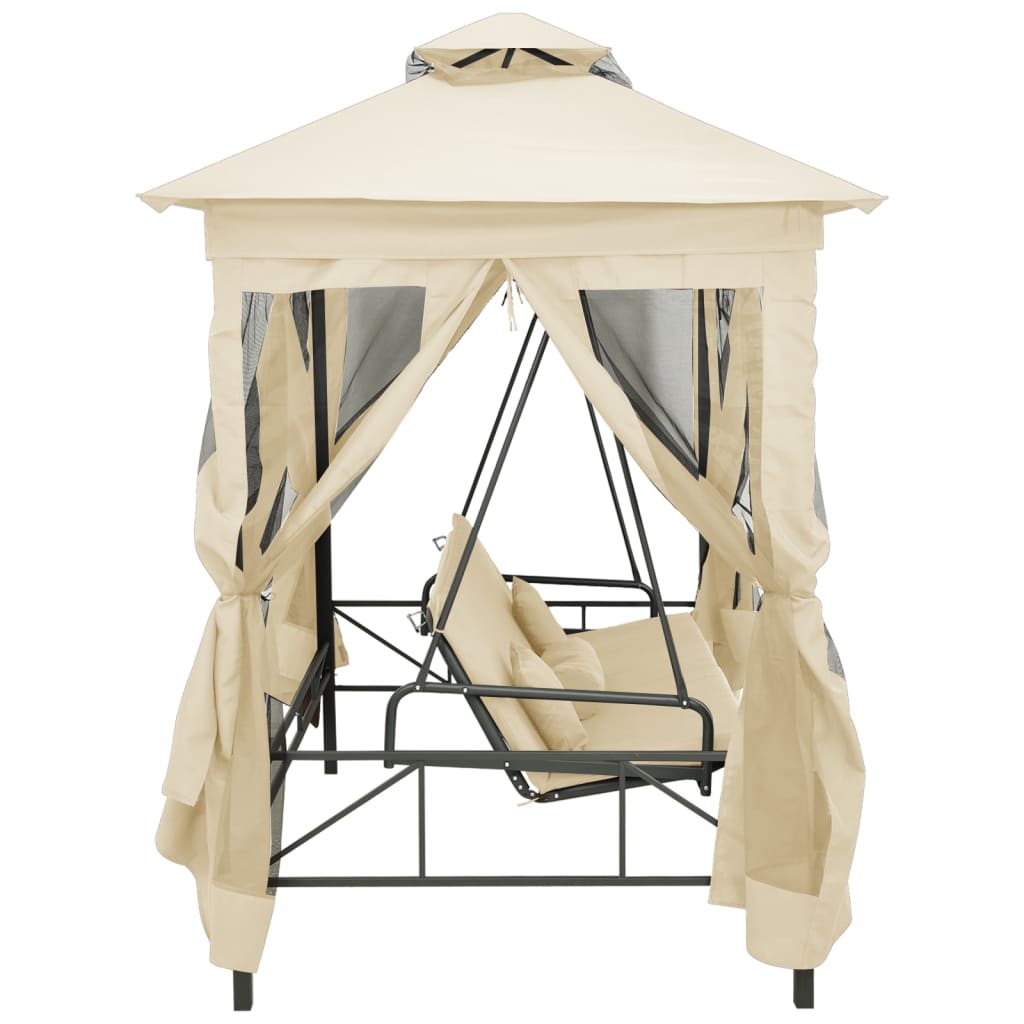 Gazebo Convertibile Panchina a Dondolo Bianco Crema cod mxl 49567