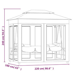 Gazebo Convertibile Panchina a Dondolo Bianco Crema cod mxl 49567