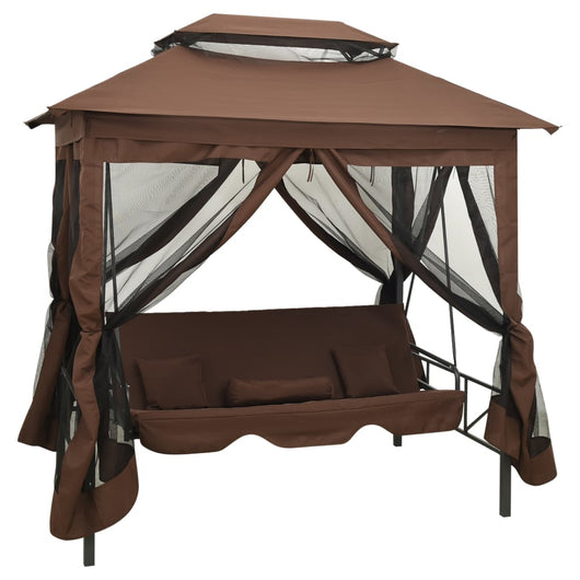 Gazebo Convertibile Panchina a Dondolo Caffè cod mxl 43582