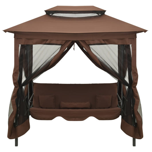 Gazebo Convertibile Panchina a Dondolo Caffè cod mxl 43582