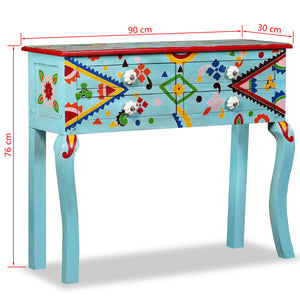 Consolle in Legno Massello di Mango Blu Dipinta a Mano 244596