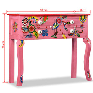 Consolle in Legno Massello di Mango Rosa Dipinta a Mano 244597