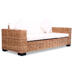 Divano a 3 Posti in Rattan Naturale 244419