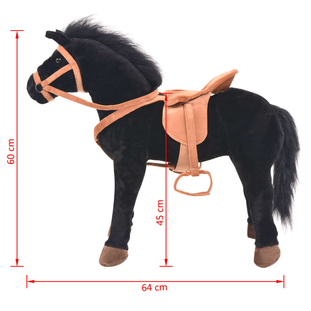 Cavallo in Peluche in Piedi Nero 91310