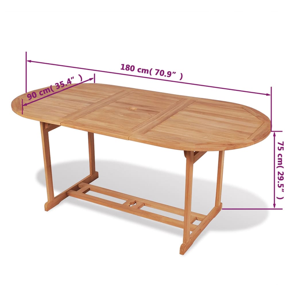 Tavolo da Giardino 180x90x75 cm in Massello di Teak 43030