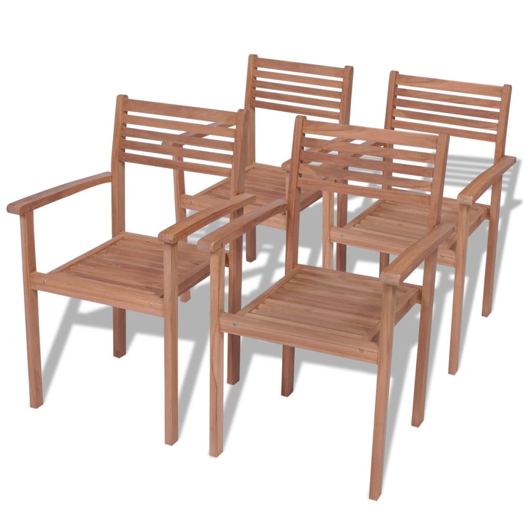 Sedie da Giardino Impilabili 4 pz in Legno Massello di Teak cod mxl 37356