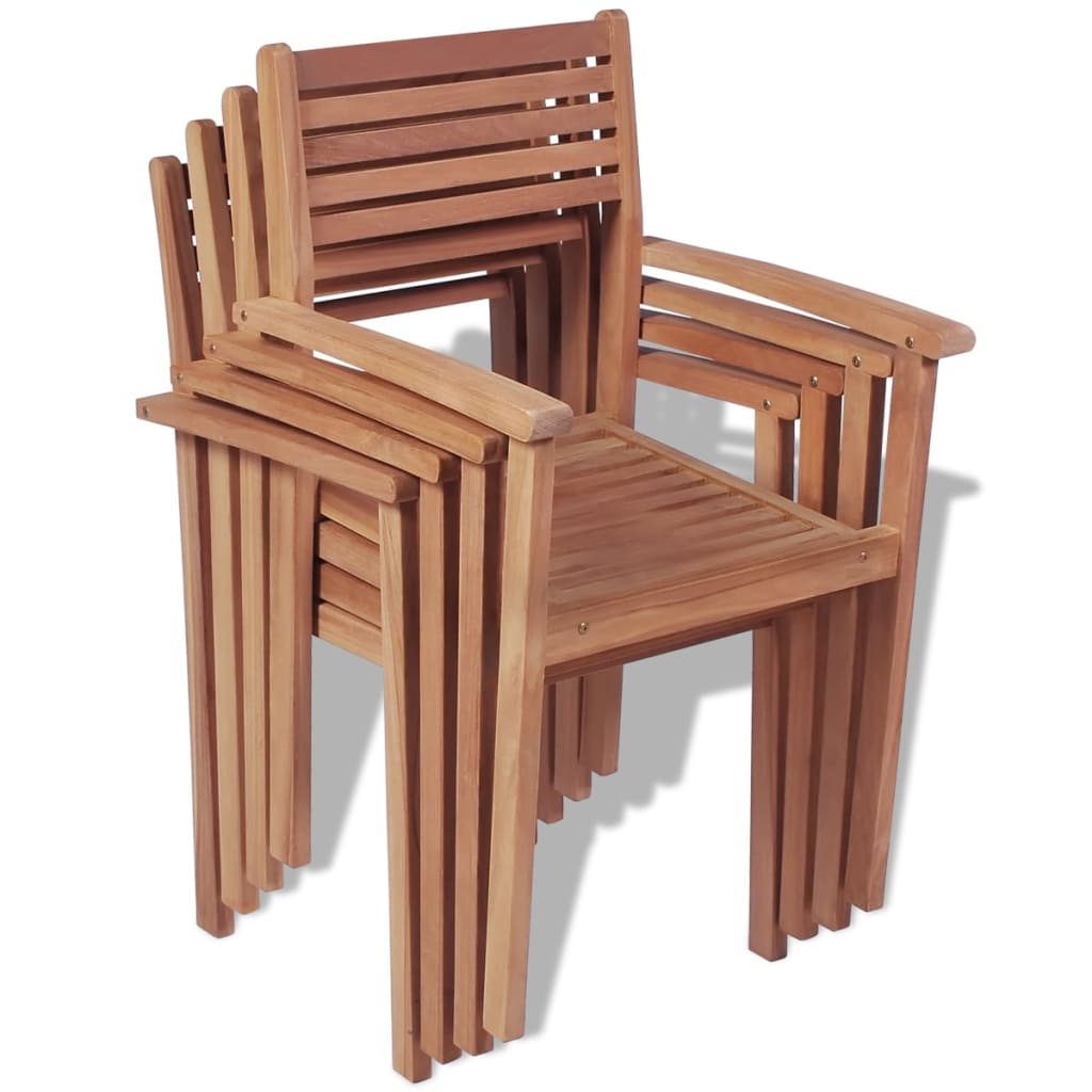 Sedie da Giardino Impilabili 4 pz in Legno Massello di Teak cod mxl 37356