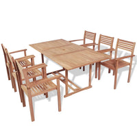 Set da Pranzo da Giardino 7 pz in Legno Massello di Teak cod mxl 58696