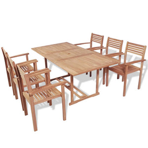 Set da Pranzo da Giardino 7 pz in Legno Massello di Teak cod mxl 58696