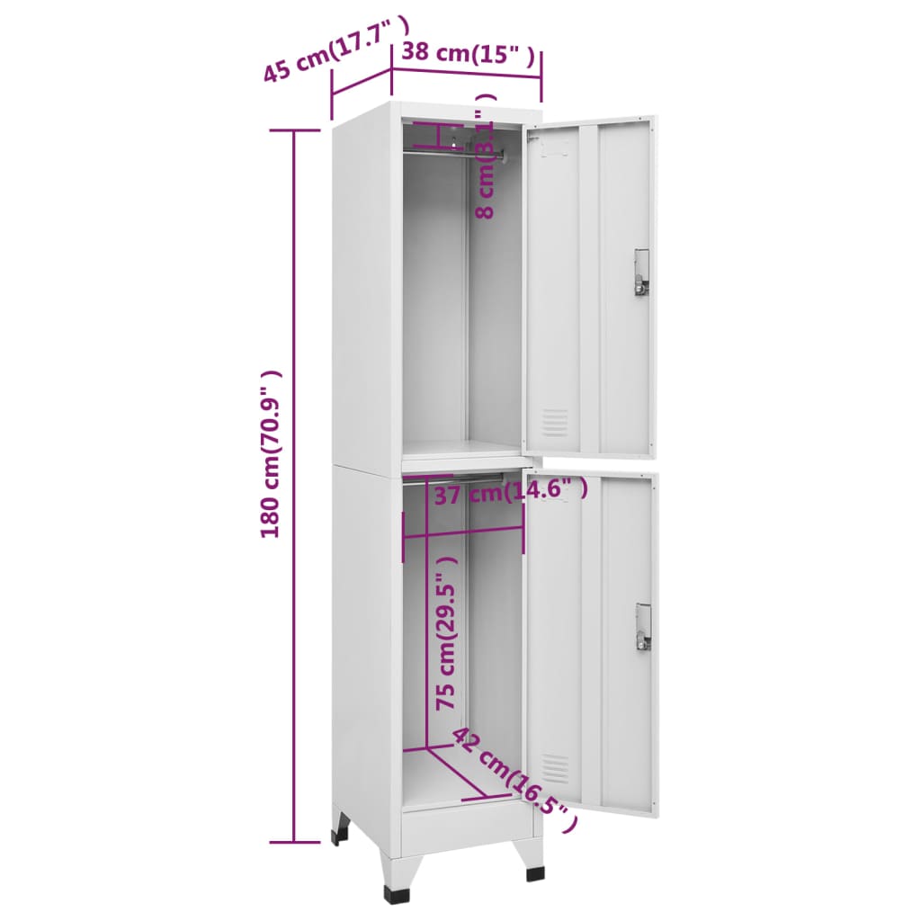 Armadietto a Chiave a 2 Scomparti 38x45x180 cm   cod mxl 40049